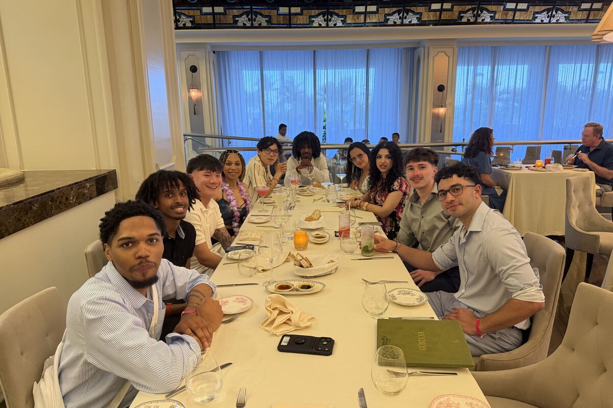 Lorem, Inc team members at a banquet dinner